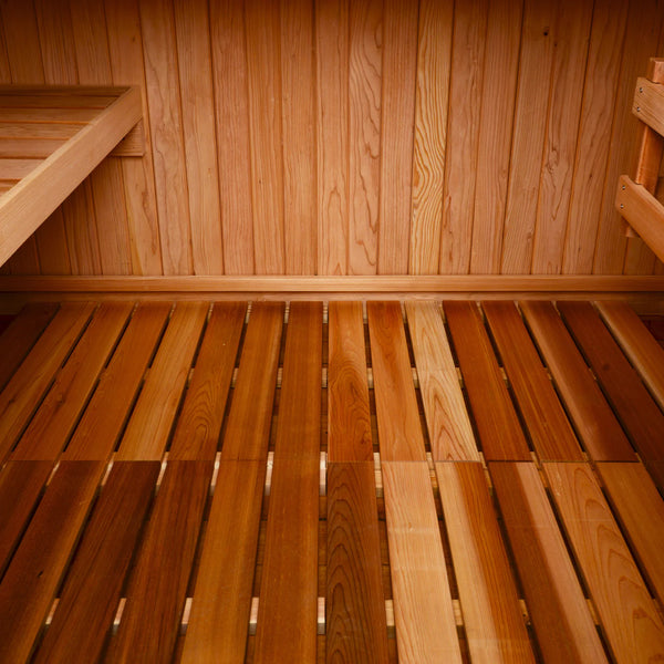 Almost Heavenly Huntington Barrel Sauna Floor Kit: HemFir Lumber for Stability and Elegance
