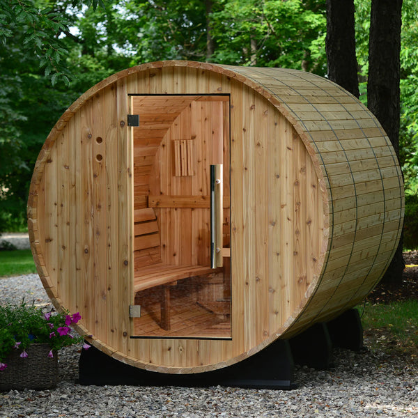 Almost Heaven Princeton 6 Person Barrel Sauna: Spacious Finnish Tradition for Your Backyard Retreat