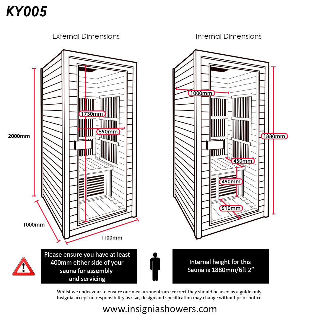 KY005 - Spacious 1100mm x 1000mm Infrared Sauna with Energy Efficiency