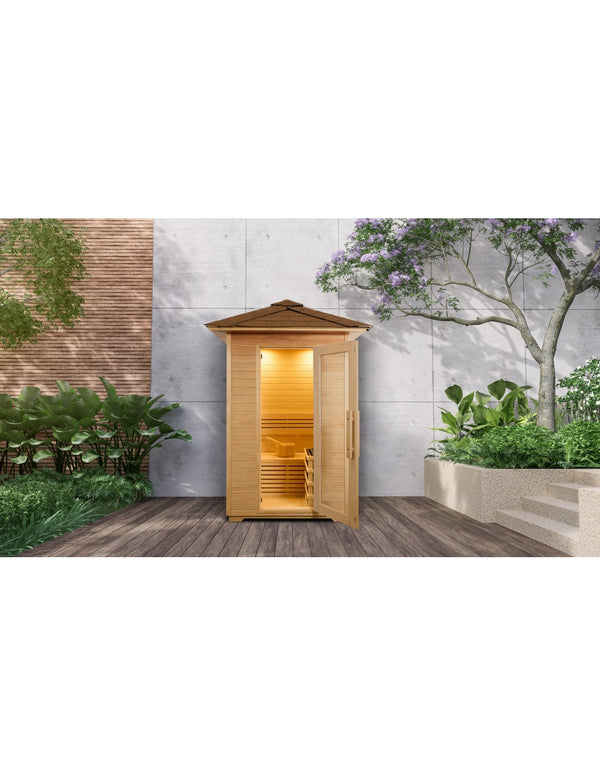 Pure Sauna Dharani S2 Outdoor Full Body Sauna: Intimate Madera Wellness for 2 Persons