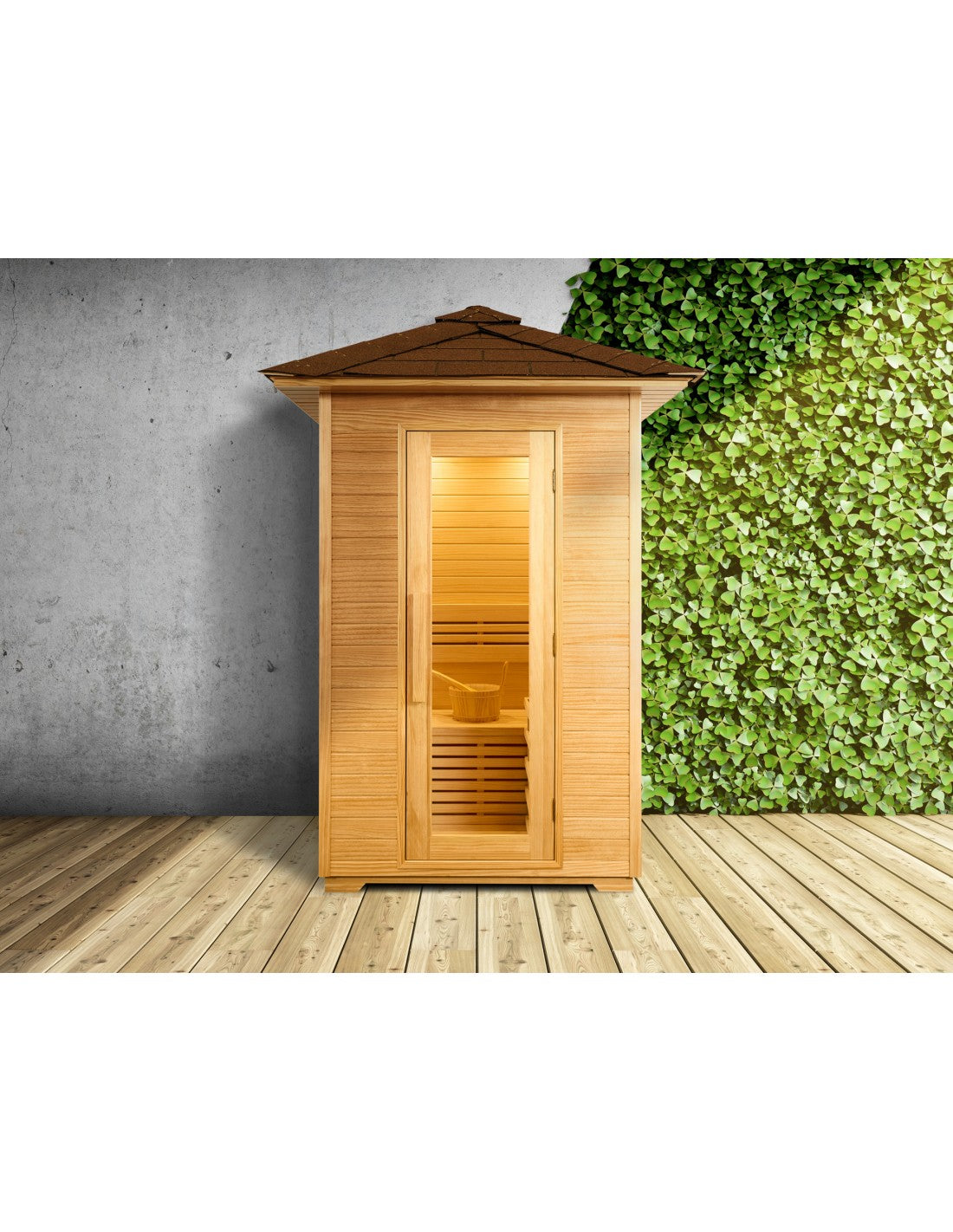 Pure Sauna Dharani S2 Outdoor Full Body Sauna: Intimate Madera Wellness for 2 Persons