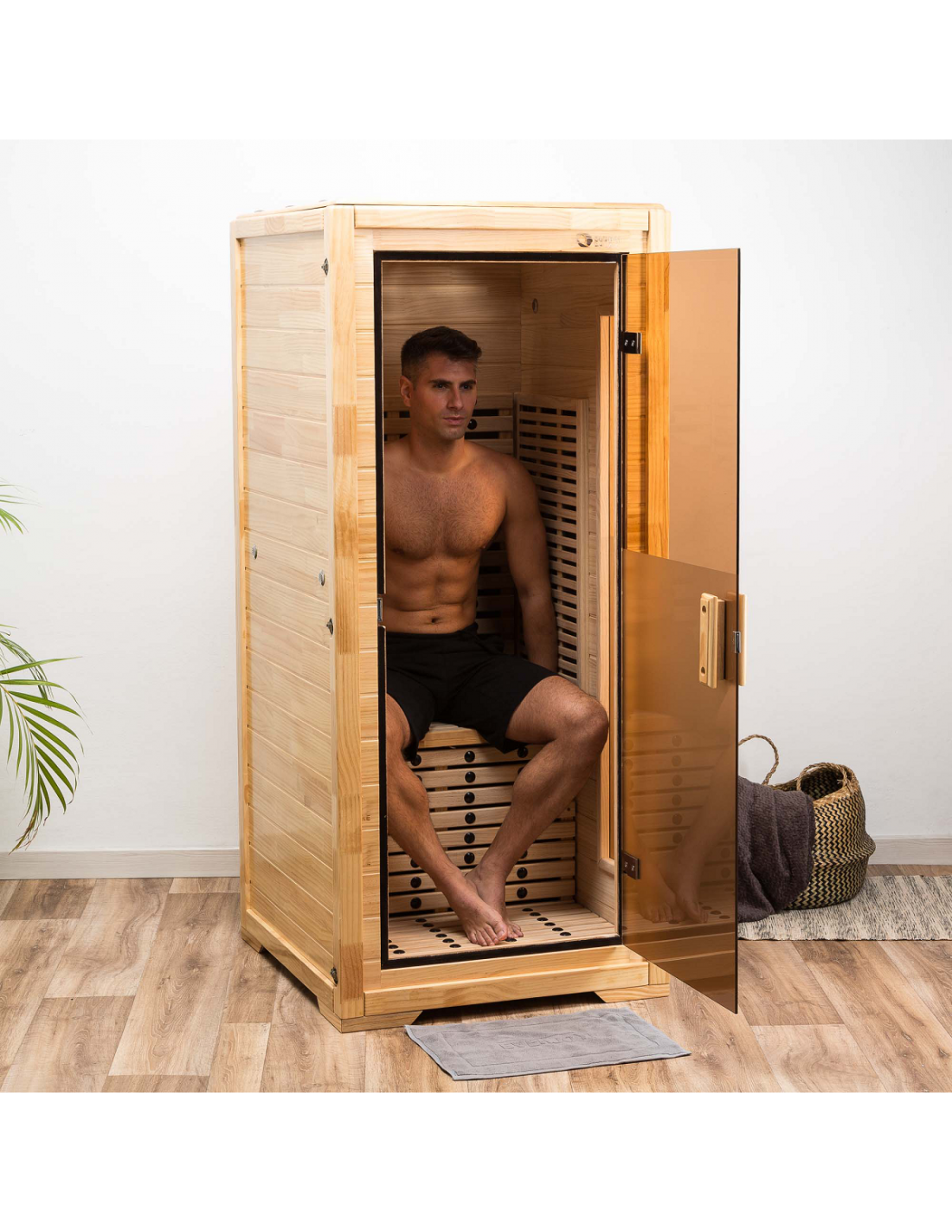 Pure Sauna Dharani Full Body Sauna: Timeless Madera Finish with 5-Year Warranty