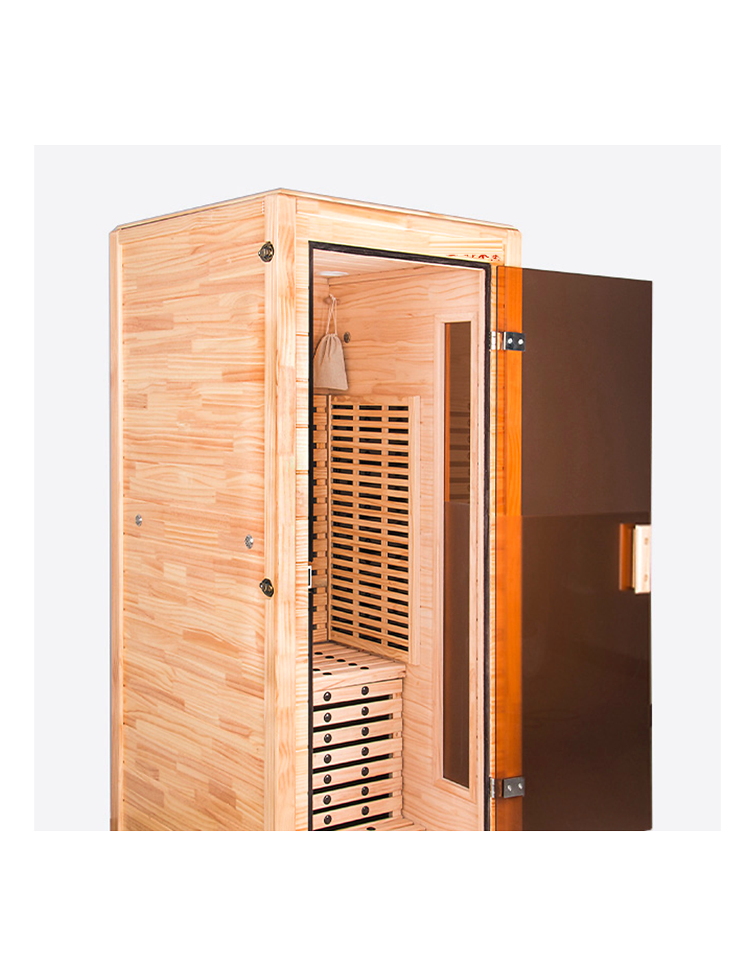 Pure Sauna Dharani Full Body Sauna: Timeless Madera Finish with 5-Year Warranty