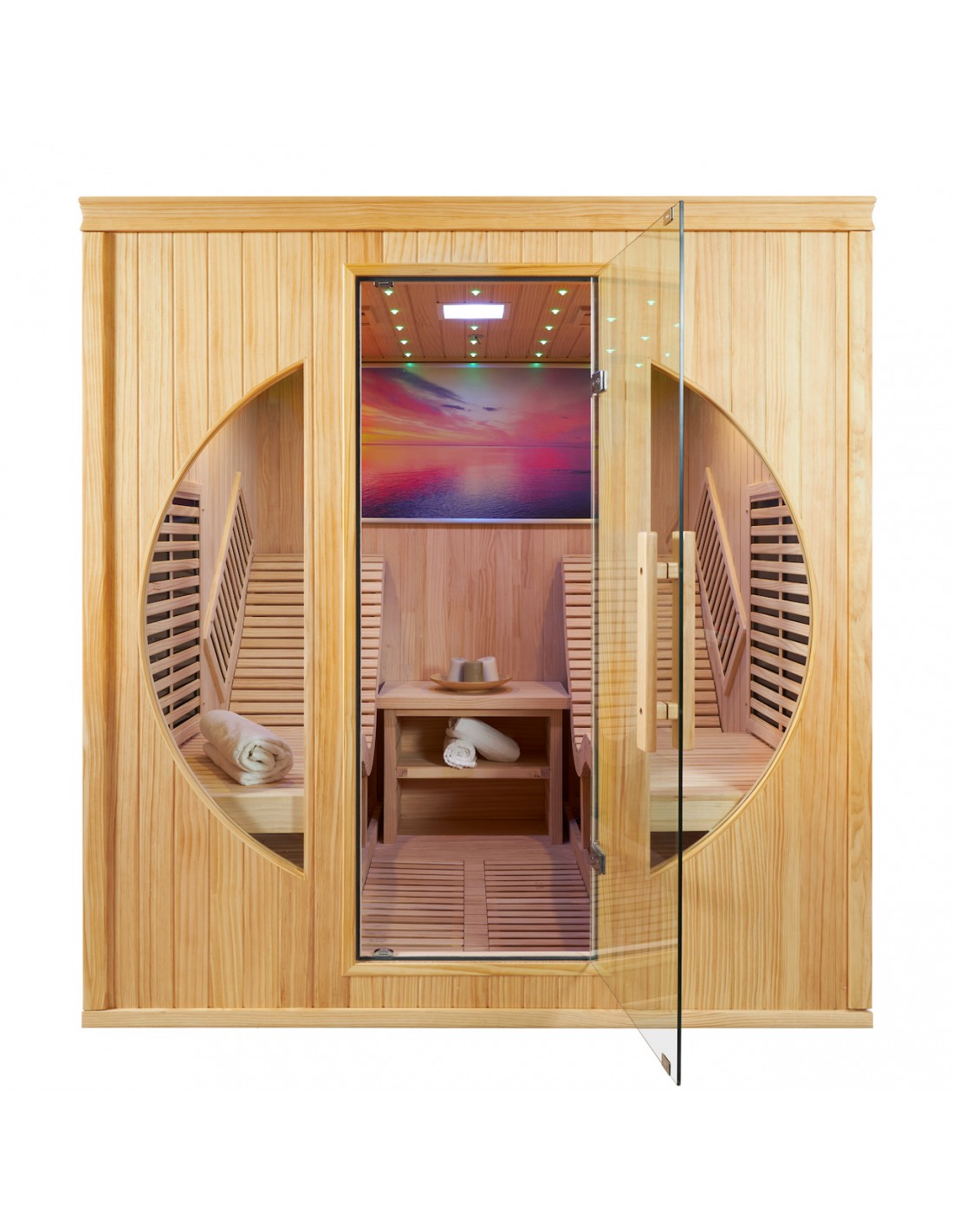 Pure Sauna Dharani S2 Plus: 2-Person Full Body Infrared Sauna with Extended Seating