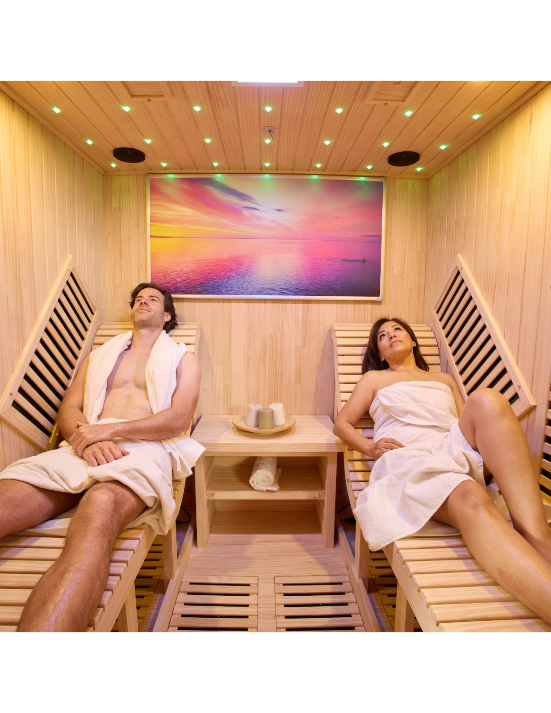 Pure Sauna Dharani S2 Plus: 2-Person Full Body Infrared Sauna with Extended Seating