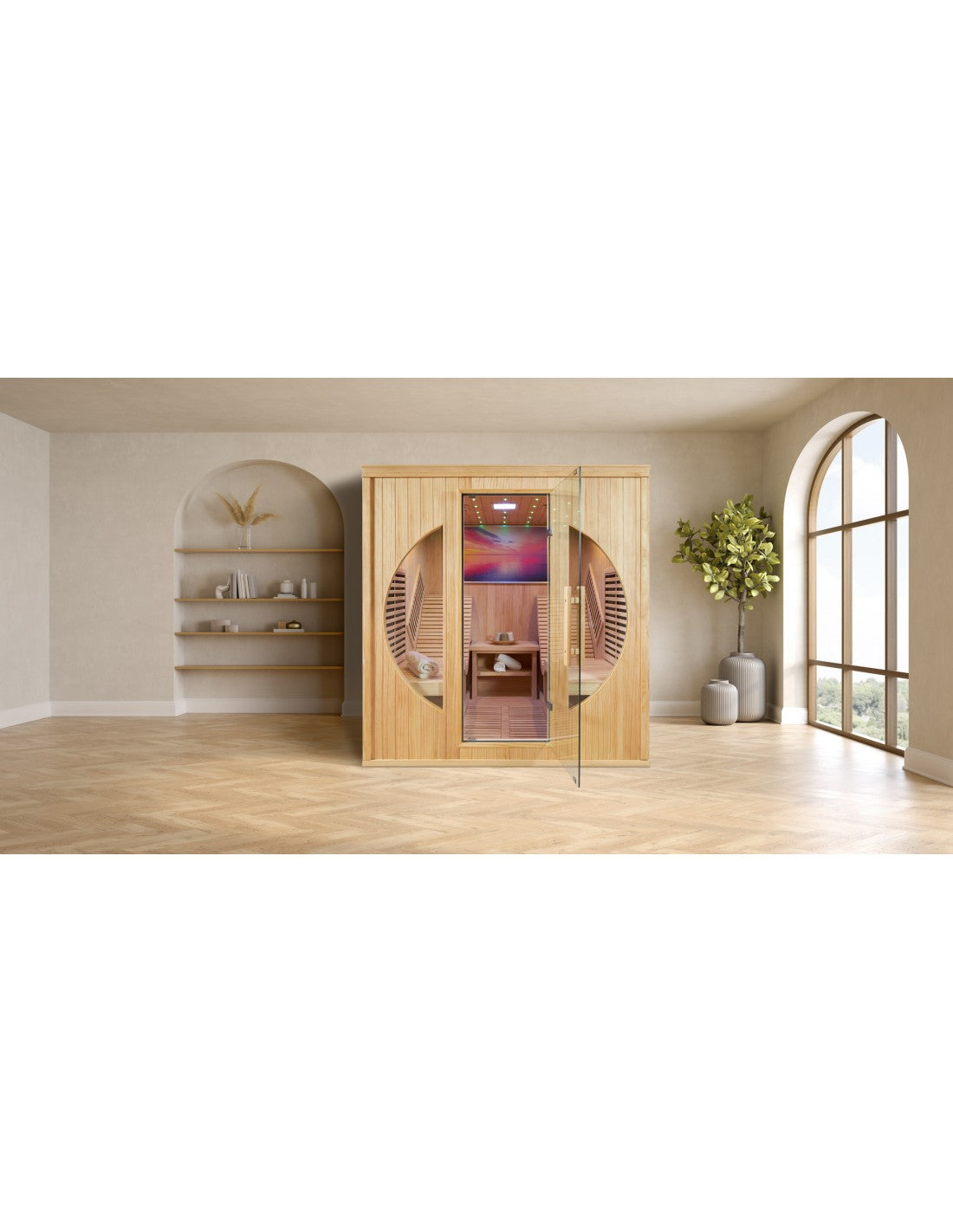 Pure Sauna Dharani S2 Plus: 2-Person Full Body Infrared Sauna with Extended Seating