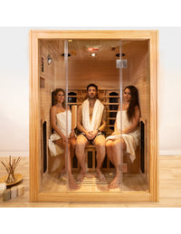 Pure Sauna Dharani S3: 3-Person Madera Full Body Infrared Sauna with 5-Year Official Warranty