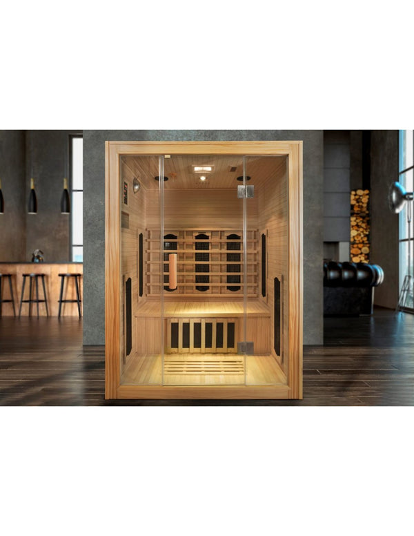Pure Sauna Dharani S3: 3-Person Madera Full Body Infrared Sauna with 5-Year Official Warranty