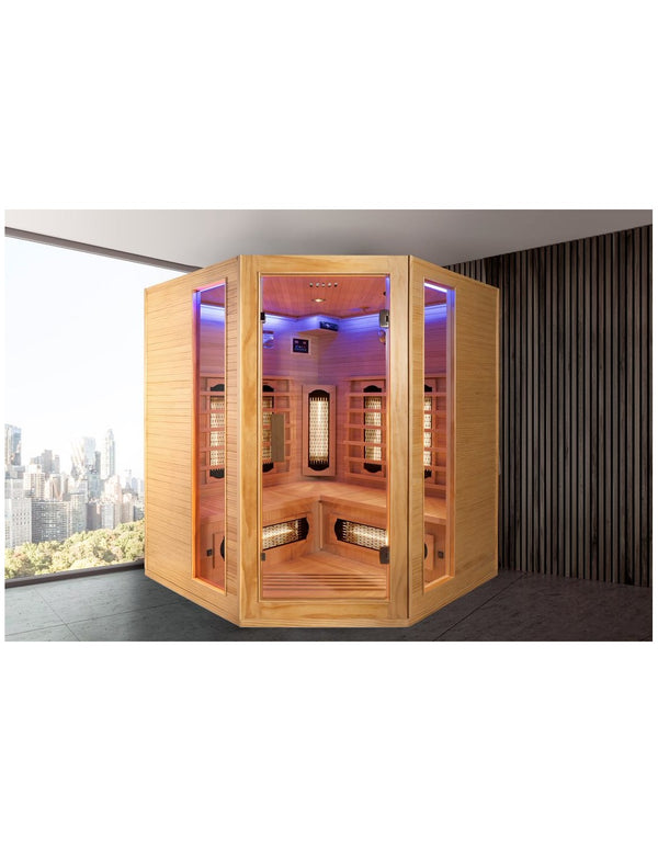 Pure Sauna Dharani S4: 4-Person Madera Full Body Infrared Sauna with 5-Year Official Warranty