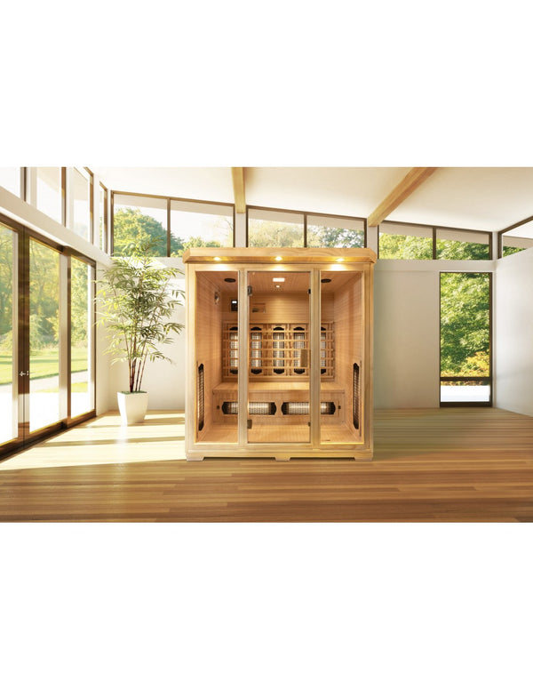 Pure Sauna Dharani S4 Plus: 4-Person Madera Full Body Infrared Sauna with 5-Year Official Warranty