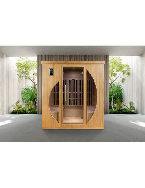 Pure Sauna Dharani S4 Premium: 4-Person Madera Full Body Infrared Sauna with 5-Year Official Warranty